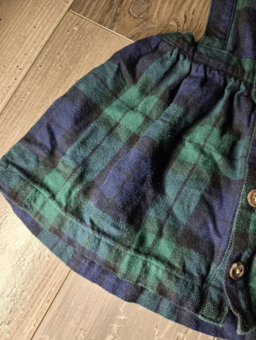 Old Navy Baby Girls Plaid Button-Front Pinafore Dress – Green & Navy – Size 3-6M